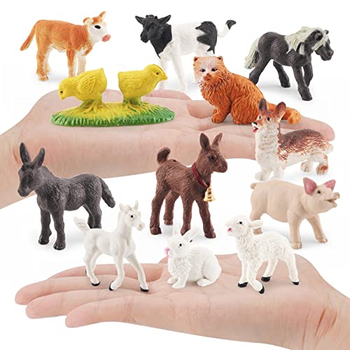 Corset 5 Pcs Tierfiguren auf dem Bauernhof - 12 Stück Bauernhoffiguren Tierspielzeug,Realistisches Bauernhof-Spielset…