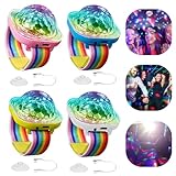 Discokugel Armband Partylicht, 4 Pack Musikgesteuert Disco Ball Licht USB Wiederaufladbar mit...
