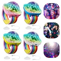 Discokugel Armband Partylicht, 4 Pack Musikgesteuert Disco Ball Licht USB Wiederaufladbar mit Saugnapf, Mini Led Licht Sternenhimmel Projektor Lampe, Disco Licht für Party Auto Tanzen DJ