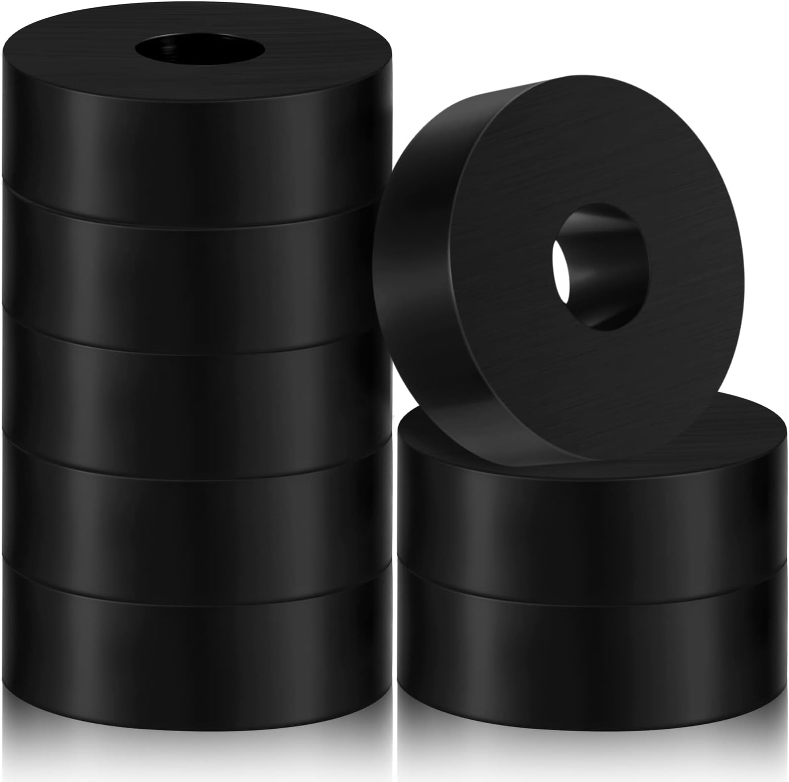 Fabbay Multi Purpose Rubber Spacer 1 OD x 3/8 ID x 1/2 Inch Thickness Black Round Rubber Washers Anti Vibration Bushings Spacers Washers for Home and Car Accessories(8 Pcs)