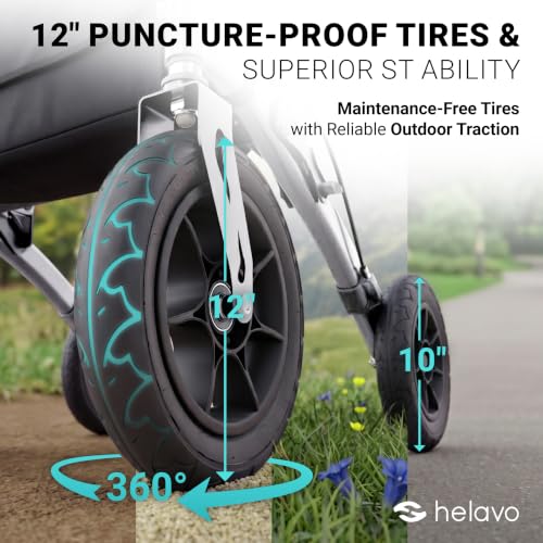 Image of Helavo All Terrain Walker, 12 inch Solid Rubber Tires, Outdoor Rollator Walker