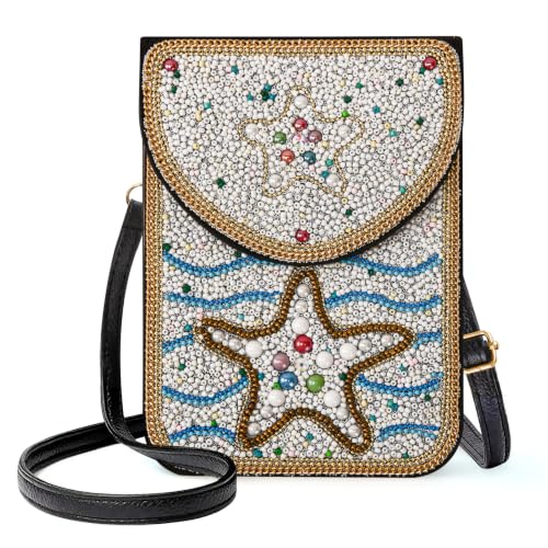 Image of Small Beaded Crossbody Bag for Women, Boho Cell Phone Shoulder Purse Wallet with Handcrafted Colorful Beads