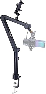 VEVOR Microphone Boom Arm, Adjustable Mic Stand with Cable Management, Desk Mount Clamp, Detachable Extension Rod, 3/8" to 5/8" Adapter, for Recording Studio Streaming Gaming Blue Yeti SM7B Audio