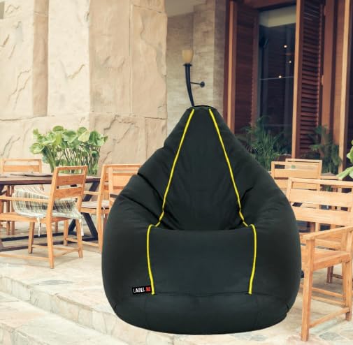 Image of Bean Bag Cover (Without Beans) Single Color PIPEIN Original Faux Leather for Home Decor Bean Bag Ideal for Office and Home-New (4XL, Black)