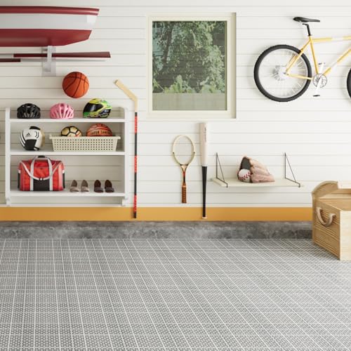 12 sq. ft Interlocking Deck Tiles, 12\" X 12\" 12Pcs Outdoor All Weather Plastic Deck Tiles, Waterproof Anti-Slip Patio Tiles for Bathroom, Porch, Shower, Balcony, 6613LBS Capacity, PP, Grey