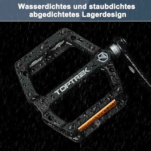 toptrek Fahrradpedale mit StVZO Reflektoren, Pedale Fahrrad Nylon Composite Flatpedale, 3 Bearing rutschfest MTB Pedale… – Ansicht 6