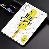 Coque pour iPad (24.638, modèle 2018/2017, 6ème / 5ème génération) Smart Cover ultra mince et légère, décor de crème glacée, phrase Hello Summer avec icône de saveur de citron et aquarelle S, Smart Co