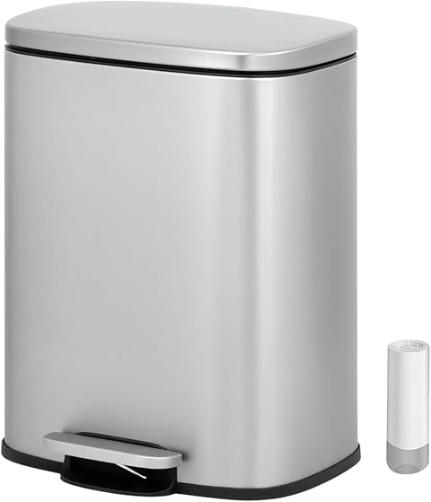 Pattumiera da 20 litri, in acciaio inox anti-impronta - Coperchio con chiusura morbida e silenziosa, cestino da cucina e bagno, 20 sacchetti per la spazzatura