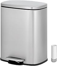 Kitchen Trash Can 20 L Recycling Bin – Stainless Steel Anti-Fingerprint – Soft and Silent Close Lid, Kitchen and Bathroom Bin, 20 Trash Bags