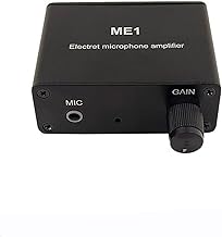 Adjustable Gain Electret Microphone Amp, 3.5mm Input Sound Preamplifier ME1, Built in Bias, Output 3.5mm Interface, 0-20db Gain, DC5-12V Power Supply