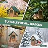 Wooden Hanging Hopper Bird Feeder for Outdoors with Weatherproof Roof Green - 5