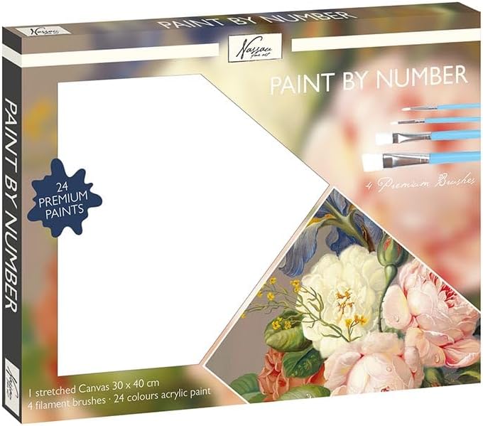 Grafix Painting by Numbers on Canvas, 30 x 40 cm, Flowers