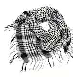 CATMEYE Shemagh/Keffiyeh Arafat Schal, taktisches Dreieckstuch mit Fransen, Polyester ca. 100×100 cm, Unisex für Damen & Herren, für Outdoor (Schwarz+Weiß)