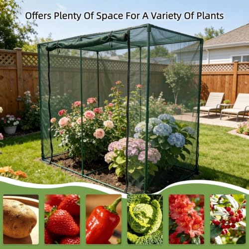 Kelived 78" L x 39" W x 71" H Crop Cage, Plant Protection Tent with Heavy Duty Steel Frame and Zippered Door, Green Netting Cover for Garden, Lawn, Yard by Kelived - Used condition - Image 5