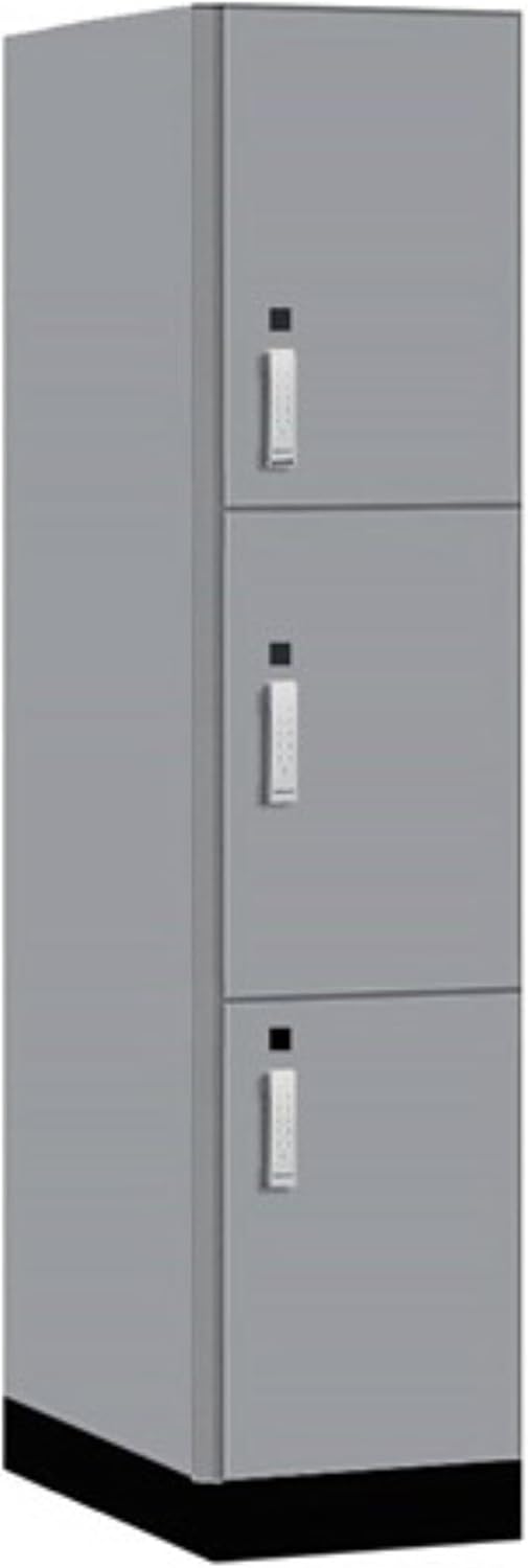 Salsbury 18" Wide Premier Wood Locker-Triple Tier-1 Wide-6 Feet High-24 Deep-Winter Fog-Silver Electronic Locks