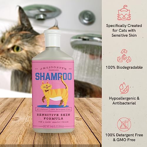 Image of J.R.LIGGETT'S Liquid Cat Shampoo, Natural Cleansing Liquid for Cats with Sensitive Skin, Hypoallergenic Feline Formula Gently Deep Cleans with No Essential Oils, Detergent-Free, 8.45 oz