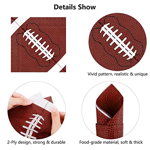 Durony 100 Pieces Football Party Napkins 6.5 X 6.5 Inch Football Birthday Party Supplies Disposable Football Paper Napkins For Sports Party Super Bowl Game Day Decorations #TOP2