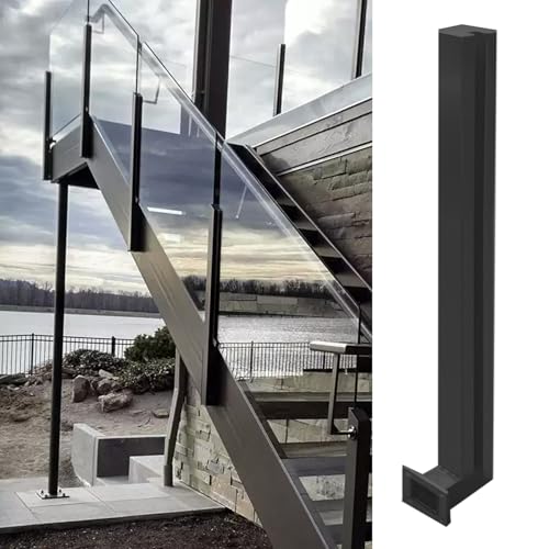 Poteau de garde-corps en verre noir fixation latérale