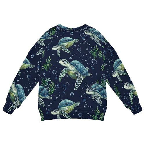 JUNZAN Cartoon Brazilian Turtle Navy Blue Kids Boys Hoodie Sweatshirt Crewneck Fall Tops Shirts Camping 4T2