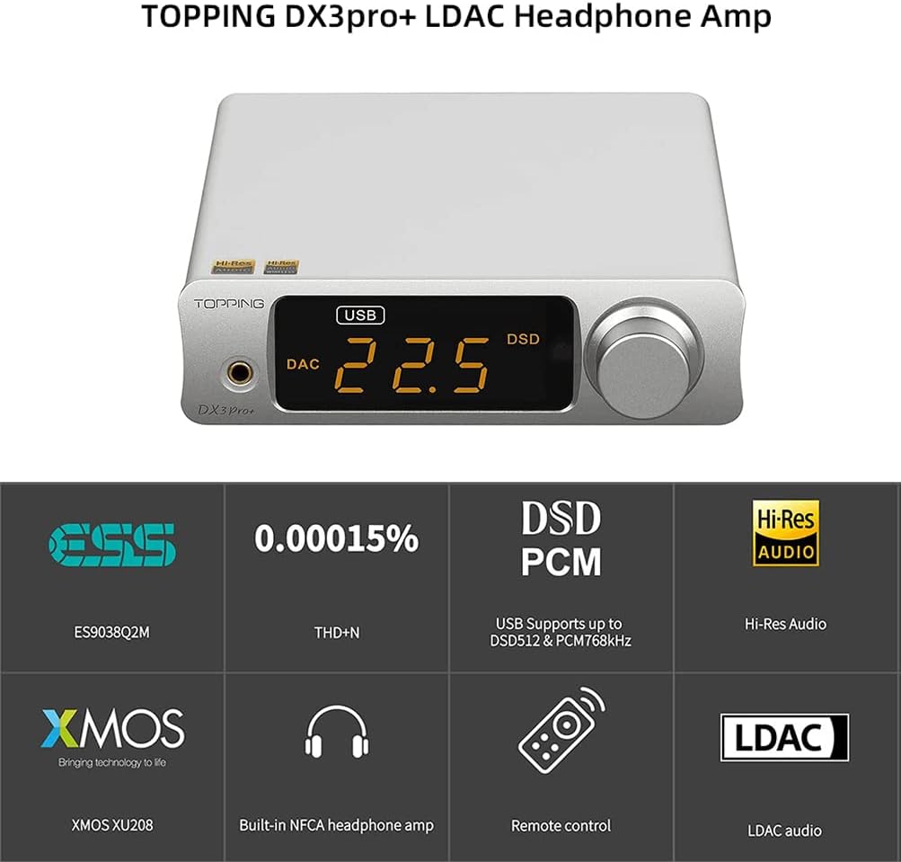 AOSHIDA Topping DX3 Pro+ DAC Headphone Amplifier 1800mW*2 - Image 4