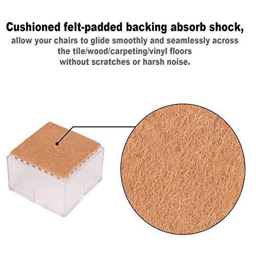 Large Table Leg Floor Protectors 1-15/16" To 2-1/16" (49Mm-53Mm) Large Furniture 2 Inch Sofa Leg Caps Square Silicone, Large Chair Leg Tips With Felt Pads Clear (16 Pack)  #TOP2