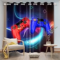 SDOTPMT 107x160cm Jugador Moderno Cortina Ventana Azul Rojo
