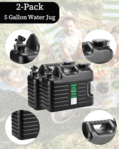 UPWOIGH Cantimplora de Agua para Camping 5 Galones con Grifo, Negro Mate, Paquete de 2 miniatura 5