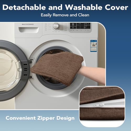 HOMELYSIAN Chair Cushions for Dining Chairs, Non Slip Chair Pads with Ties and Washable Covers, Memory Foam Kitchen Chair Cushions Set of 6, 16"X16"X2.5", Brown by HOMELYSIAN - Image 4