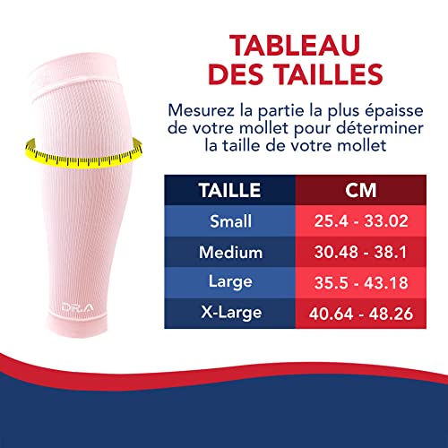 Dr. Arthritis - Manchon Compression Mollet pour Hommes et Femmes - Chaussettes de Contention pour Soulager les Douleurs de la Jambe, Tibia, Récupération Musculaire, Varices [Large, Rose, 1 Paire] – vue 3