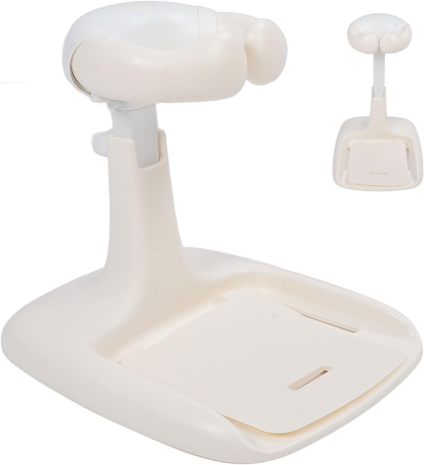 Toddler Shower Stand Support, Baby Hug Bath Tower Adjustable Height Non Slip Folding Innovative for Bathroom (Grey White) (Khaki)