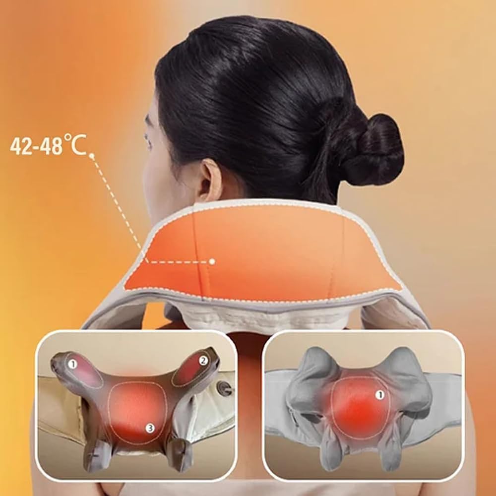 2023 último masajeador de Cuello Goletsure, masajeador Shiatsu de Cuello y Espalda, Masaje Manual simulado 5D para aliviar el Dolor de Tejido Profundo,Grey