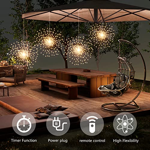SHUKAN 4 Pcs 800 LED Plug in Starburst Sphere Lights, Firework Light Timer by SHUKAN - Used condition - Image 2