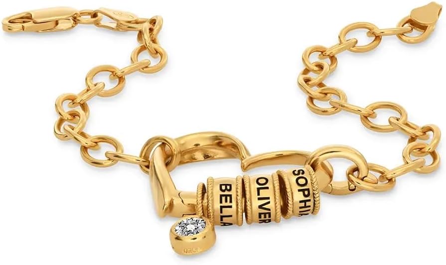 Theo Grace - Delina Engraved Bead Heart Bracelet – Personalized 1–4 Beads, in 925 Sterling Silver or Gold Vermeil with Diamond Options, Meaningful Gift for Women, Anniversary, Birthday - Image 3