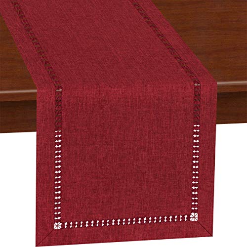 Grelucgo Short Handmade Hemstitched Polyester Rectangle Table Runners Dresser Scarves, Cranberry 14x48 inch by Grelucgo - Image 8