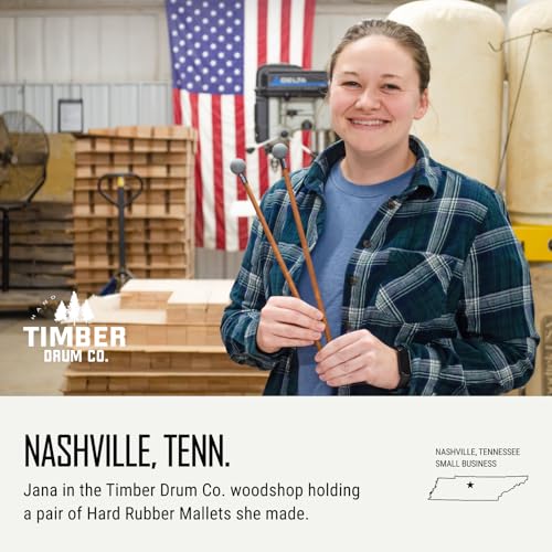 Image of Timber Drum Co. Xylophone /Marimba Mallets - MADE IN U.S.A. Percussion | Sticks For Vibraphone, Temple Blocks, Log Drum - Hard Rubber with Solid Birch Handles, 15.25 inch