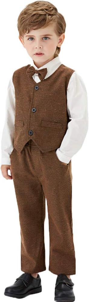 Toddler Boys Formal Suits Kids Classic Fit Dresswear Suit Vest Set Outfit