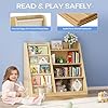 EXPERLAM Kids Bookshelf and Toy Storage Organizer, 4 Tier Wooden Kids Book Shelf with Sling Book Rack in Kids Room Playroom Nursery for Kids, Children, Toddlers #3
