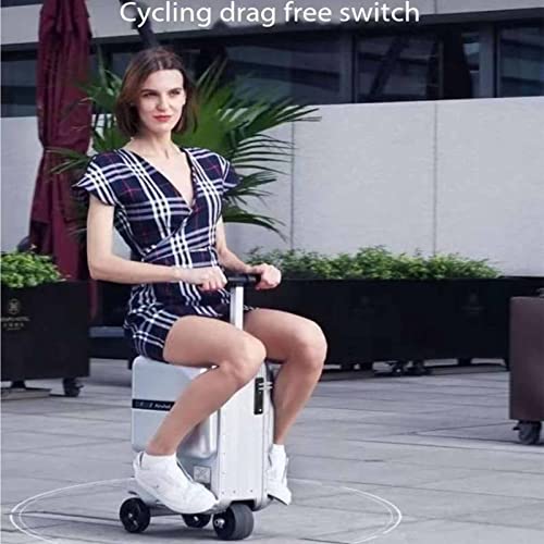 Smart Travel Trolley Suitcase Electric Car, Rideable Suitcase, Colorful Atmosphere Light, Smart Induction LED, Multi-Function Boarding Case, White (White)2