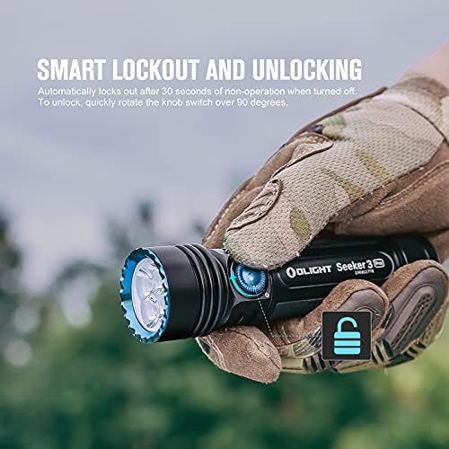 OLIGHT Seeker 3 Pro 4200 Lumens Ultra-Bright Floodlight Torch, High Lumens MCC3 Rechargeable Torches for Outdoor Searching, Camping, Hiking (Black)