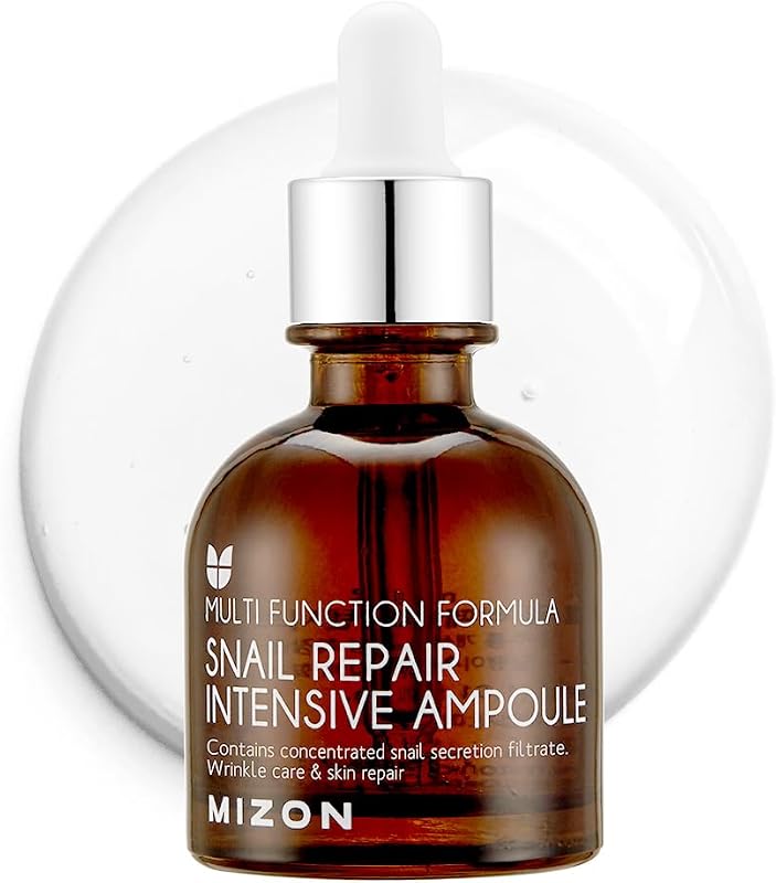 Snail Repair Intensive Ampoule, Korean Snail Serum 1.01 fl oz | Hyaluronic Acid, Peptides, Vitamin E, Hydrating, Elasticity & Glass Skin Look