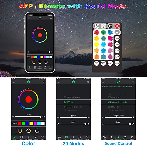 Car Use Bluetooth 16W LED RGBW Fiber Optic Star Ceiling Light, APP/Remote Music Mode Headliner Light Kit Mixed 450pcs(0.03in+0.04in+0.06in) 9.8ft + Adapter+Cigarette Lighter for Car/Room - Thumbnail 3