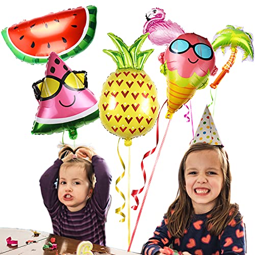 6Pcs Summer Foil Balloons -Hawaiian Themed Party Supplies Decorations Flamingo Pineapple Baby Shower Tropical Beach Pool Wedding Birthday Party Favors #TOP2