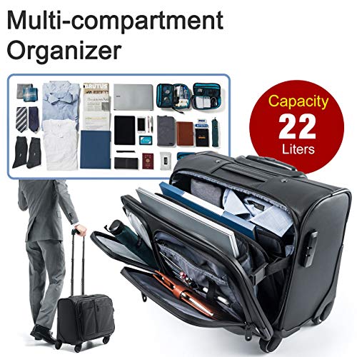 Sanwa Rolling Laptop Bag With Lock, Water Resistant, Overnight Computer Briefcase On Wheels, Business & Travel Carry On Bag With Telescoping Handle, Compatible With 14-Inch Pc, Macbook, For Men Women #TOP3