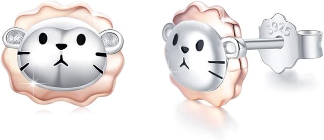 Panda/Cat/Hedgehog/Butterfly/Fox/Dolphin/ Earrings 925 Sterling Silver Animal Stud Earrings Opal Moonstone Earrings Jewellery Gifts for Women Girls Daughter Children Ladies Gift
