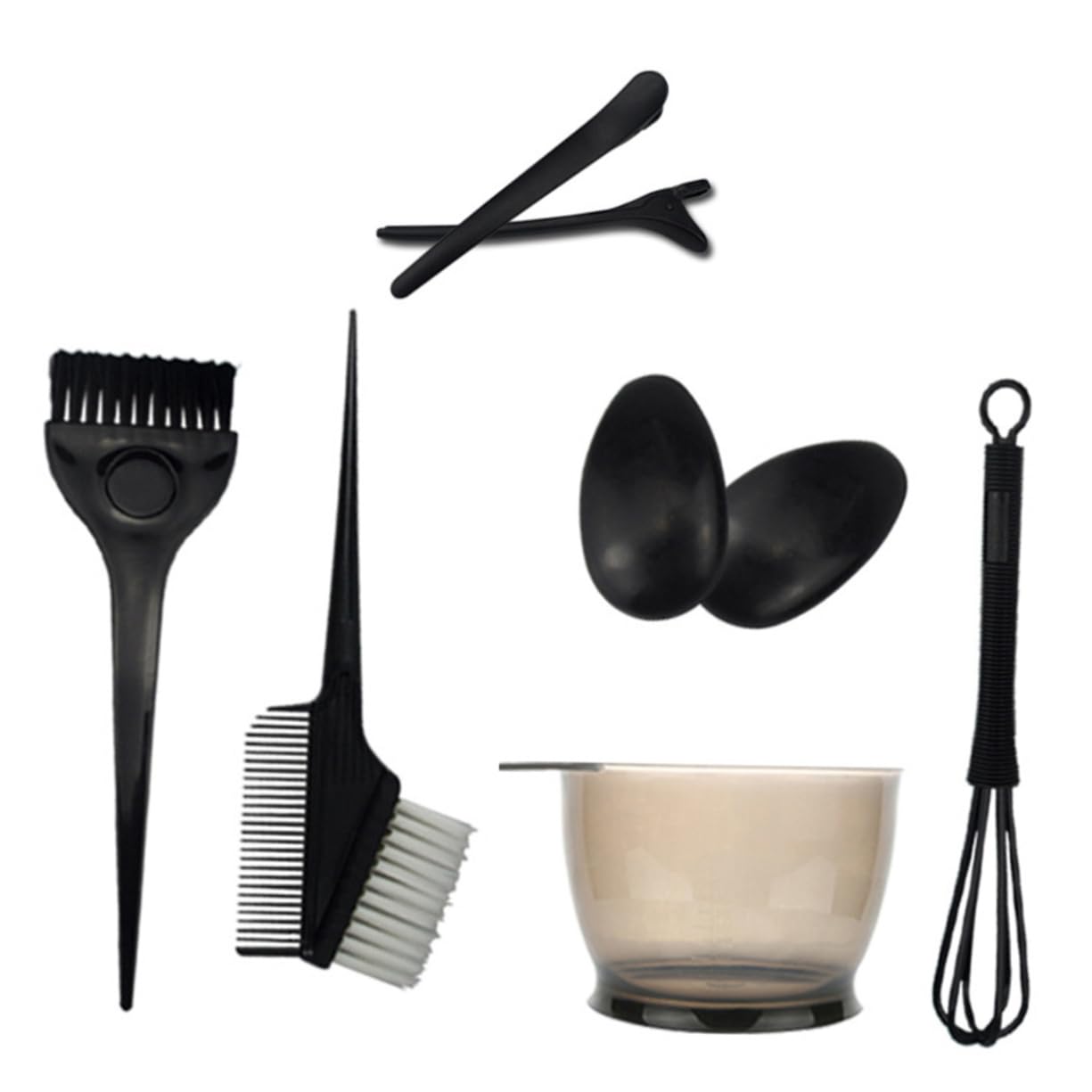 FOYTOKI Hair Dyeing Tools Kit 7-in-1 Hair Coloring Brush Clip Set Pp Nylon No Odor Easy to Use for Home Salon