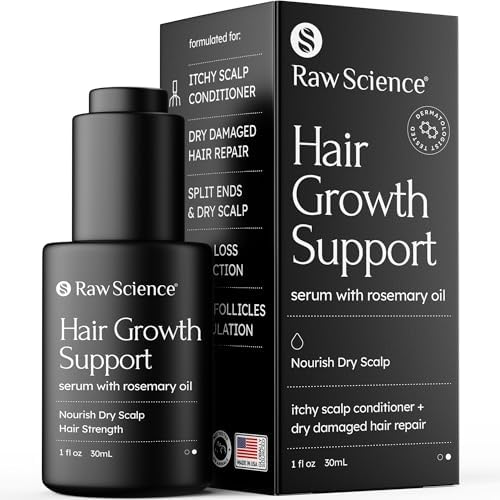 Biotin Keratin Rosemary Hair Growth Serum with Caffeine, Coconut, Avocado, Pumpkin Seed Oil for Dry Damaged Hair - Hair Loss Treatments for Women & Men - Thick Scalp Oil - 1 Fl Oz