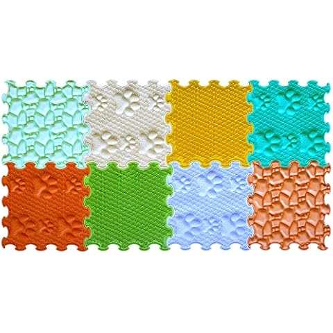ORTOTO 8 Piece SOFT Massage Puzzle Floor Mats - Orthopedic Game Mat for Kids and Adults, Sensory Play, Children's Play Mats, Game Mat Set (First Steps) Cover