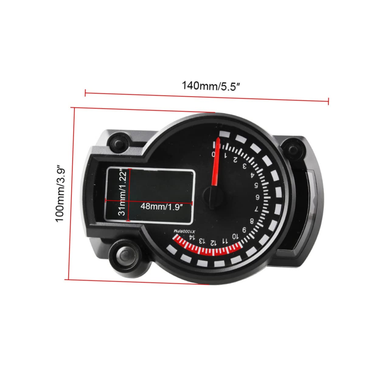 Cabilock Universal Motorcycle Instrument Digital Speedometer Odometer Tachometer Battery Status Led Backlight