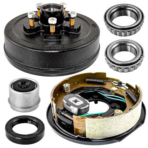 JADODE Trailer Hubs with Electric Brakes 5 on 4.5\" B.C. with 10\" x 2-1/4\" Electric Brake Left Side for 3500lbs Axle Heavy Duty Trailer Hub Drum Brake Kit