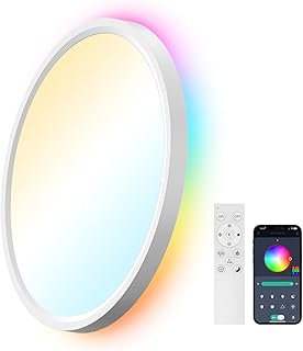 AIKVSXER 33W LED Deckenleuchte RGB, Fernbedienung Dimmbar, 3000K-6500K LED Deckenleuchte Dimmbar, 40CM Runde flache Deckenleuchte, App intelligente Steuerung, Für Schlafzimmer Küche Wohnzimmer